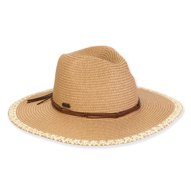 sun n sand Women's Tan Paperbraid Safari Brim 3.5