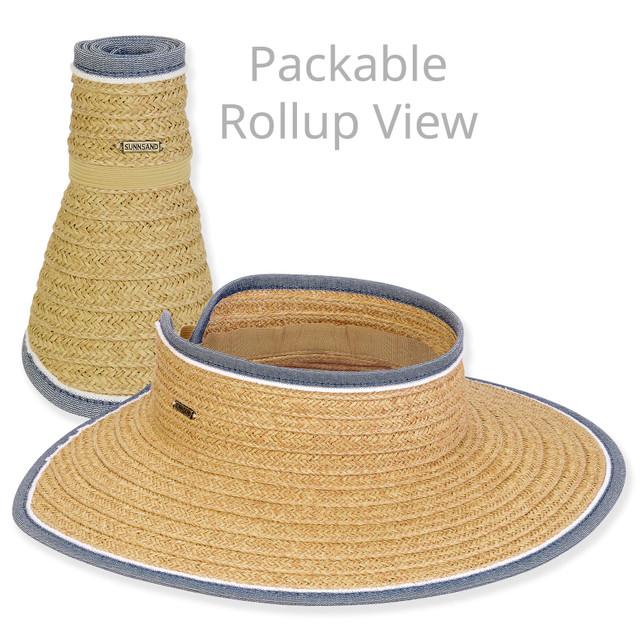 sun n sand Women's Tan Paperbraid Visor Brim 4