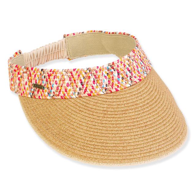 sun n sand Women's Tan Paperbraid Visor Brim 4