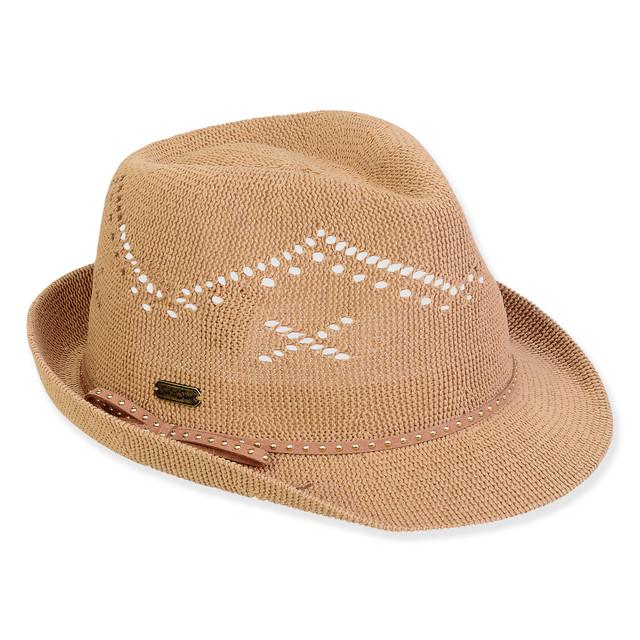 sun n sand Women's Tan Polyester Fedora Brim 2