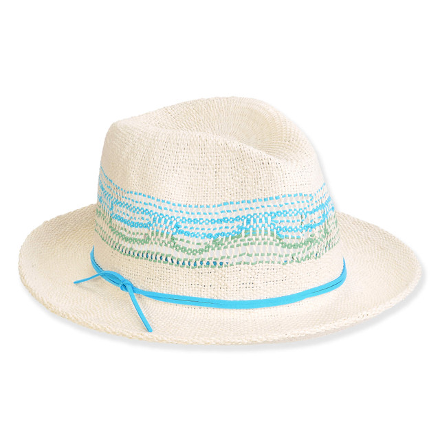 sun n sand Women's Turquoise Toyo Fedora Brim 2