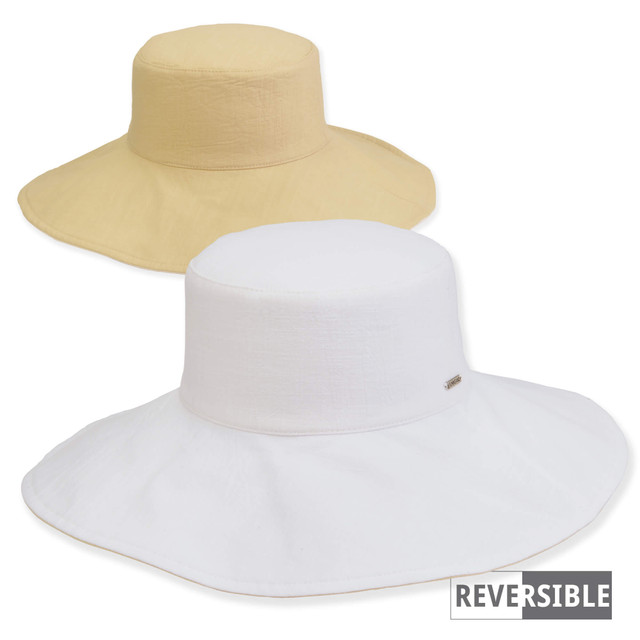 sun n sand Women's White Cotton Floppy Brim 4.5