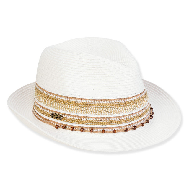 sun n sand Women's White Paperbraid Fedora Brim 2