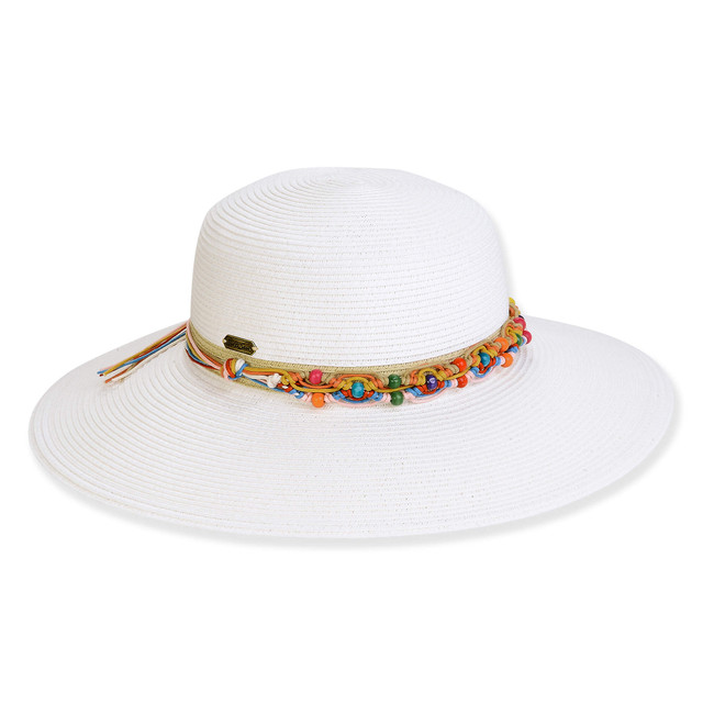 sun n sand Women's White Paperbraid Floppy Brim 4