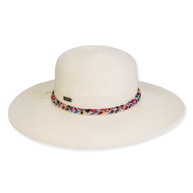 sun n sand Women's White Paperbraid Floppy Brim 4