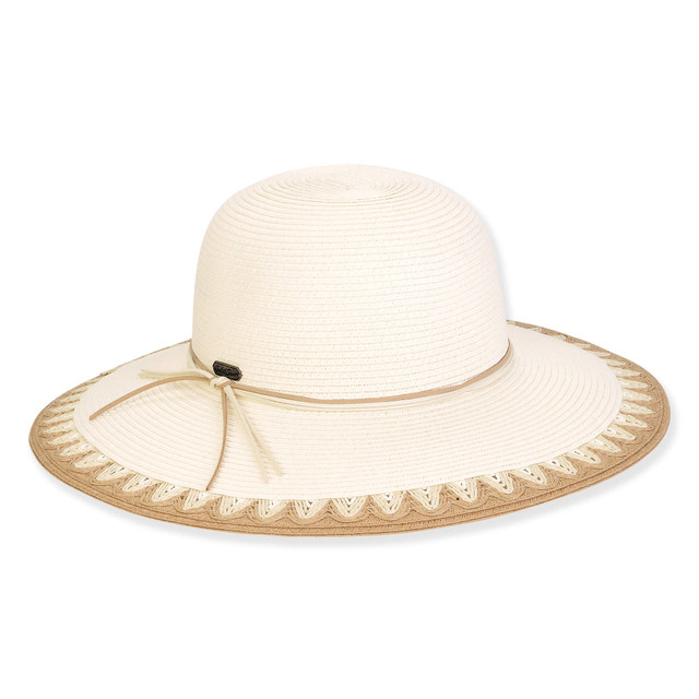 sun n sand Women's White Paperbraid Floppy Brim 4