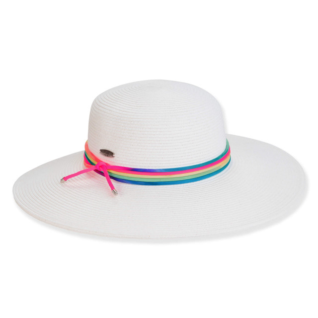 sun n sand Women's White Paperbraid Floppy Brim 4