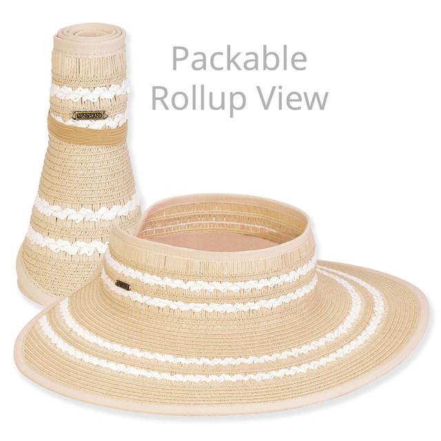 sun n sand Women's White Paperbraid Visor Brim 4