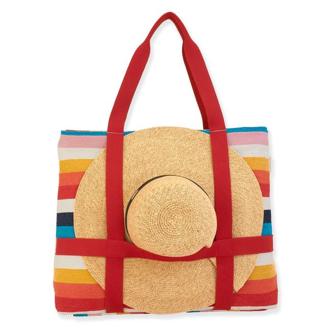 sun n sand Sunny Day | Artistic Shoulder Tote with Built-in Hat Carrier | SNS6591 | (Hat Not Included)