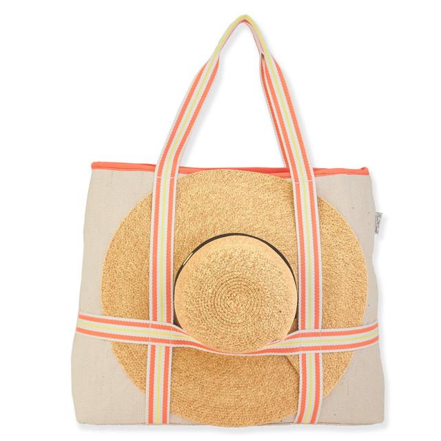 sun n sand Talia | Artistic Shoulder Tote with Built-in Hat Carrier | SNS6590 | (Hat Not Included)