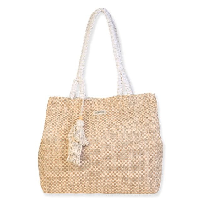 sun n sand Tan 70% Cotton/30% Poly Shoulder Tote | CE6729 A