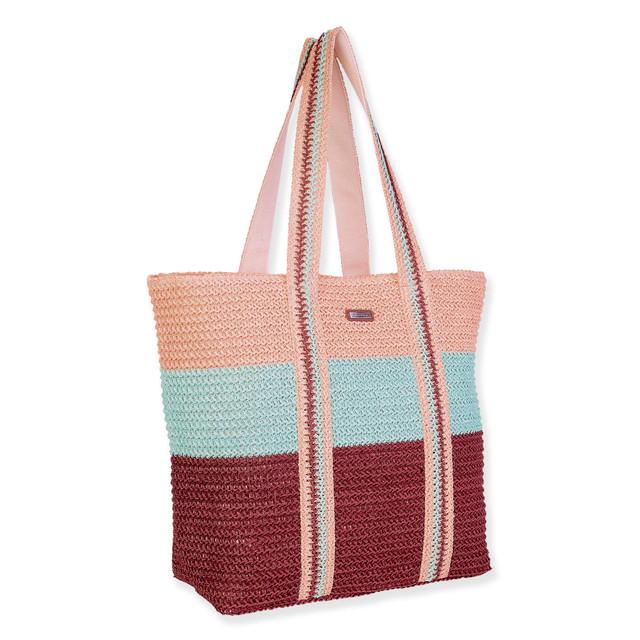 Sun N Sand Tan Paper Crochet Shoulder Tote | CE6691 B