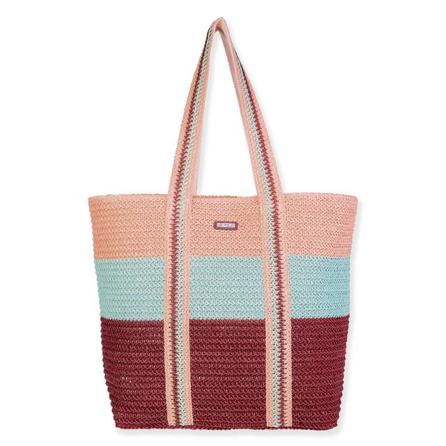 sun n sand Tan Paper Crochet Shoulder Tote | CE6691 B