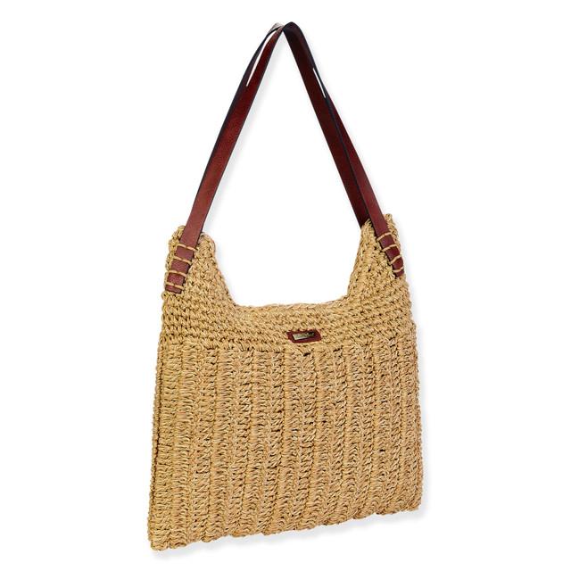 Sun N Sand Tan Paper Crochet Shoulder Tote | CE6708 B