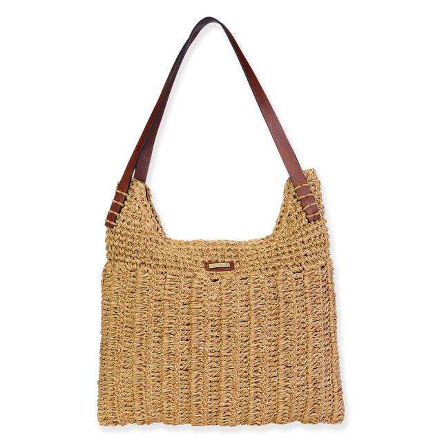 sun n sand Tan Paper Crochet Shoulder Tote | CE6708 B