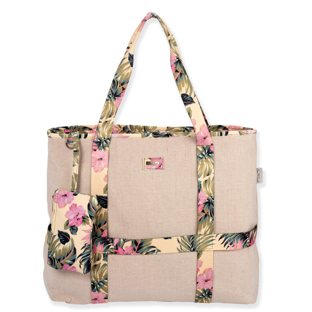 Sun N Sand Tropical Floral | Shoulder Tote With Hat Carrier | Sun N Sand | SNS7220