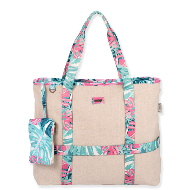 sun n sand Tropical Floral | Shoulder Tote with Hat Carrier | Sun N Sand | SNS7220