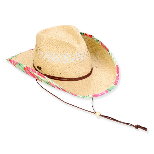Sun N Sand Women's Beige Paper Straw Western Brim 3.5