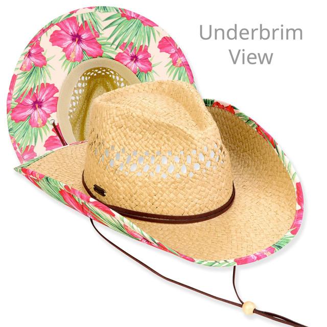 sun n sand Women's Beige Paper Straw Western Brim 3.5