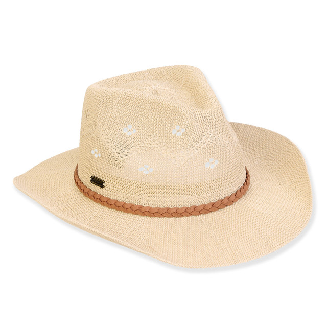 sun n sand Women's Beige Paper Straw Western Brim 3