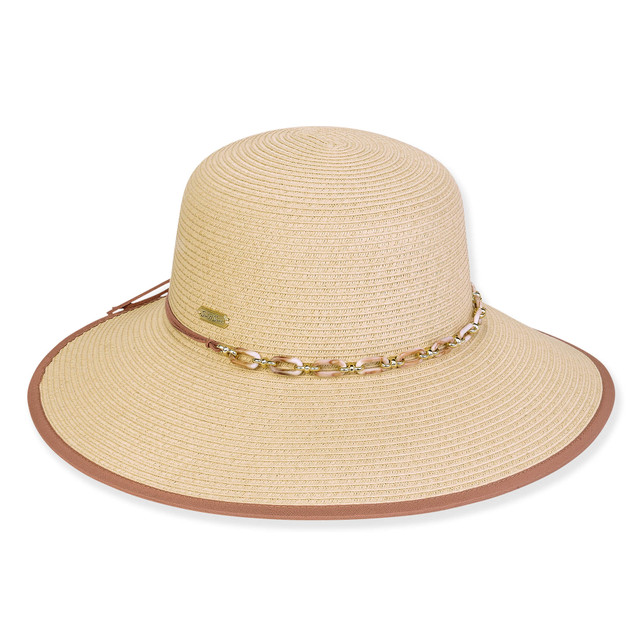 sun n sand Women's Beige Paperbraid Backless Brim 4