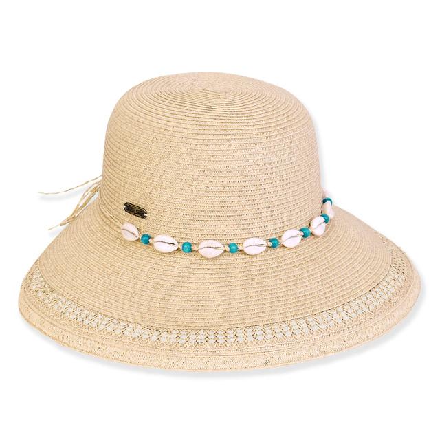 sun n sand Women's Beige Paperbraid Backless Brim 4