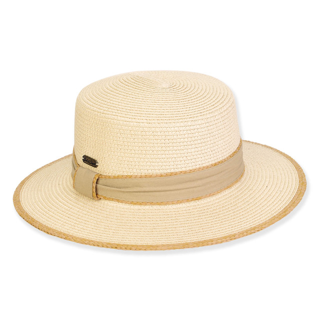 sun n sand Women's Beige Paperbraid Boater Brim 2.75