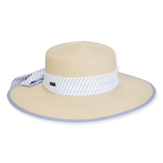 sun n sand Women's Beige Paperbraid Flat Top Floppy Brim 4