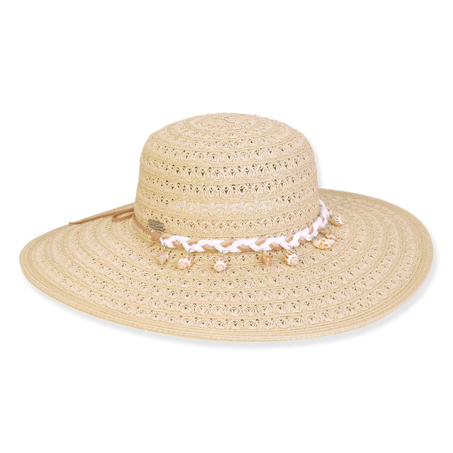 sun n sand Women's Beige Paperbraid Floppy Brim 4.5