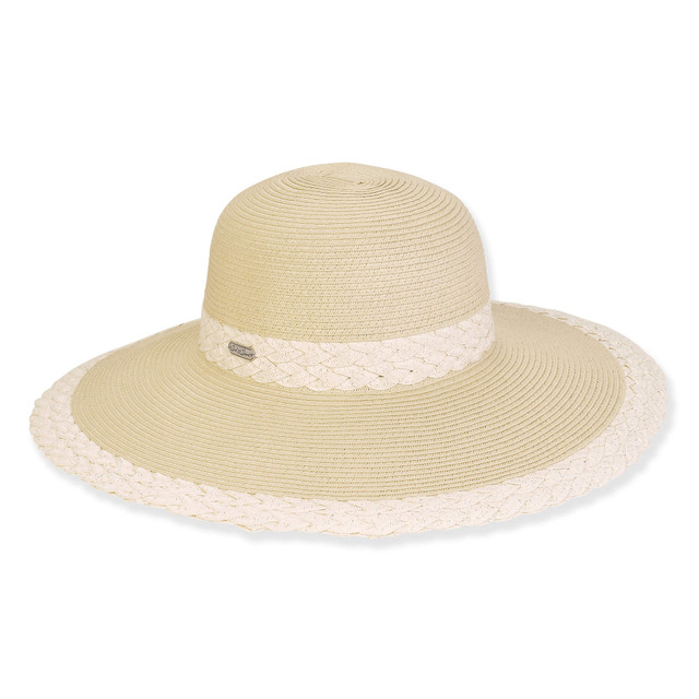 sun n sand Women's Beige Paperbraid Floppy Brim 4.5