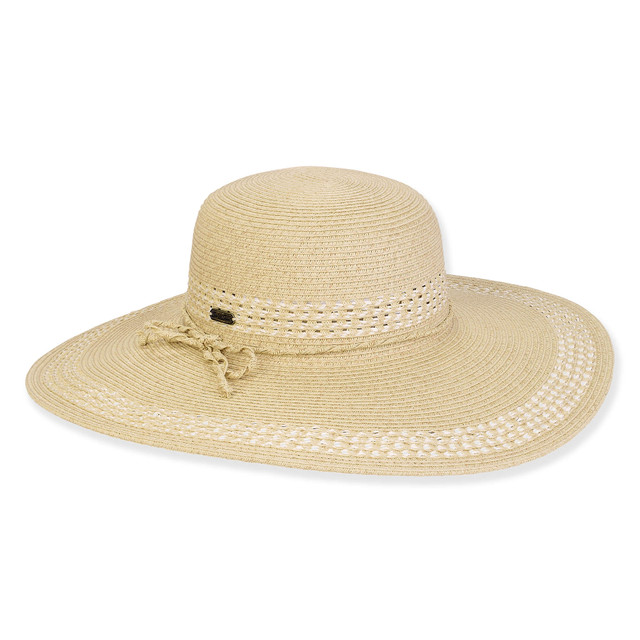 sun n sand Women's Beige Paperbraid Floppy Brim 4.5
