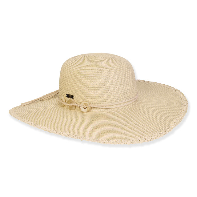 sun n sand Women's Beige Paperbraid Floppy Brim 4.5