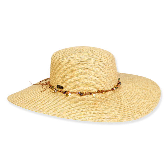 sun n sand Women's Beige Paperbraid Floppy Brim 4.5