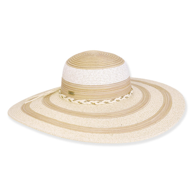 sun n sand Women's Beige Paperbraid Floppy Brim 5.5