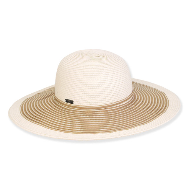 sun n sand Women's Beige Paperbraid/Ribbon Floppy Brim 4.5