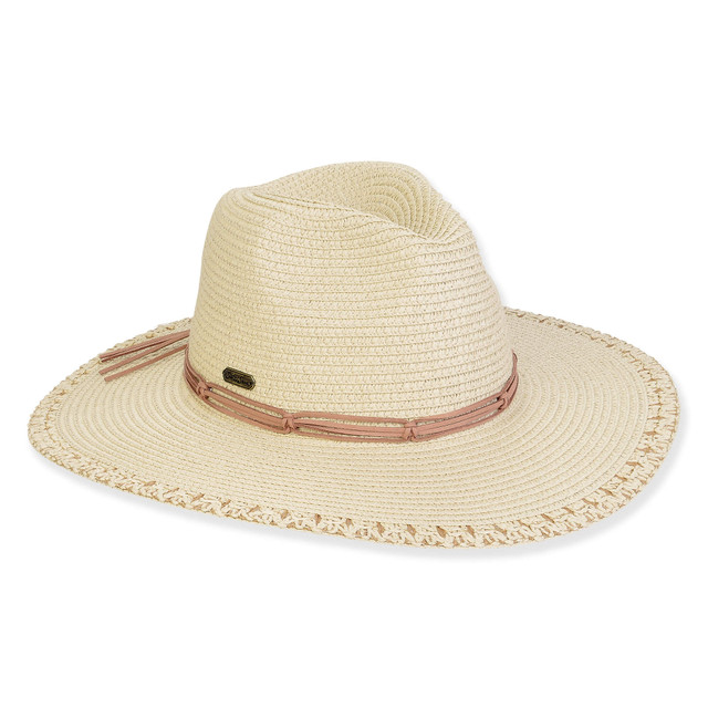 sun n sand Women's Beige Paperbraid Safari Brim 3.5