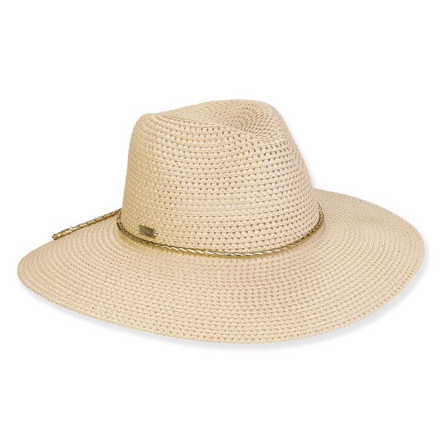 sun n sand Women's Beige Paperbraid Safari Brim 3.75