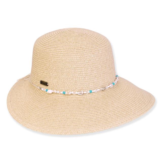 sun n sand Women's Beige Paperbraid Tapered Brim 3.5