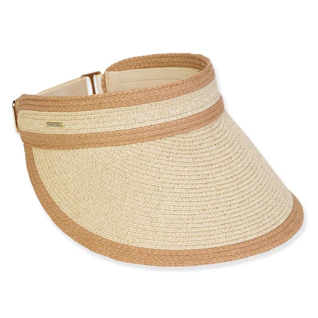 sun n sand Women's Beige Paperbraid (with Lurex) Metallic Visor Brim 4.5