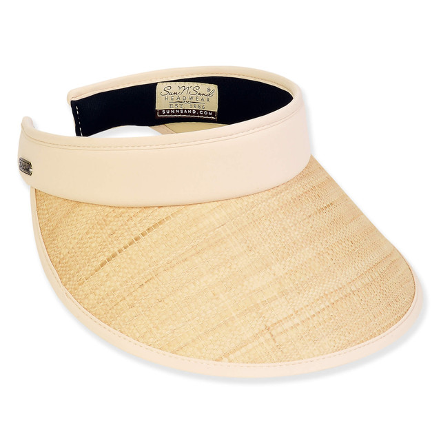 sun n sand Women's Beige Raffia /Polyester Visor Brim 4.5