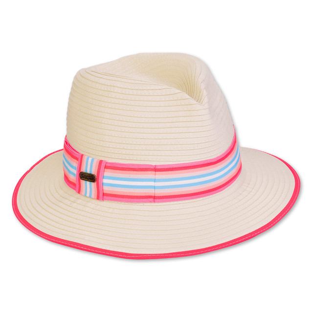 sun n sand Women's Beige Ribbon (Polyester) Fedora Brim 2.5