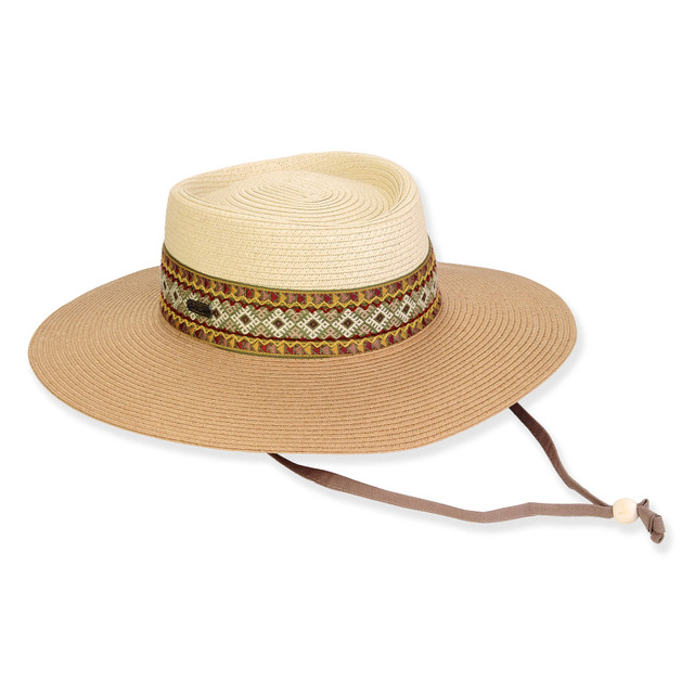 sun n sand Women's Brown Paperbraid Gambler Brim 3.5