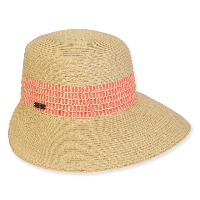 sun n sand Women's Coral Paperbraid Backless Brim 4
