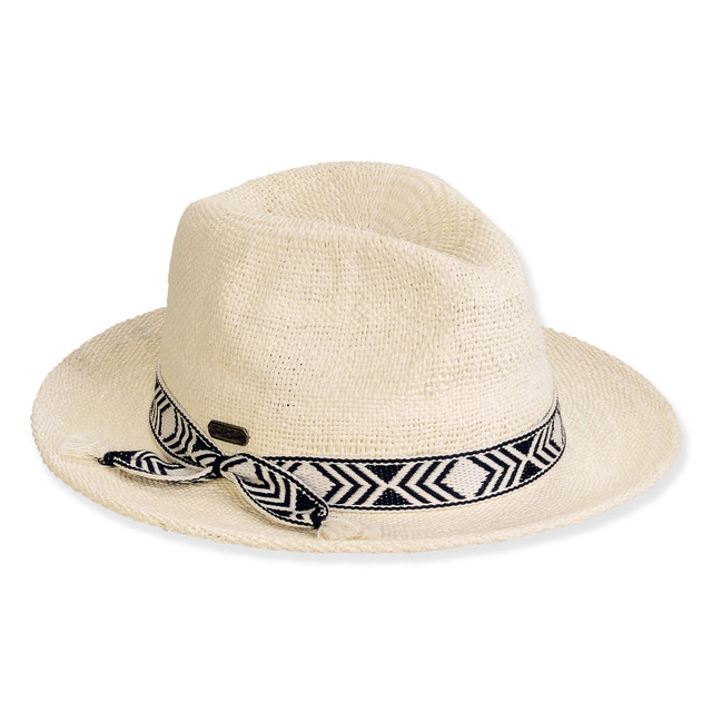sun n sand Women's Ecru Paper Straw Fedora Brim 2.25