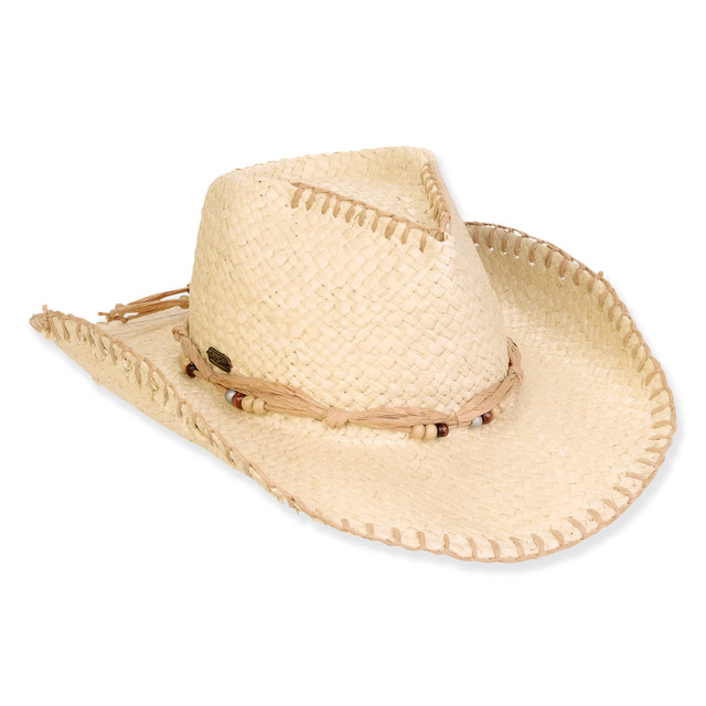sun n sand Women's Ecru Paper Straw Western Brim 3.5