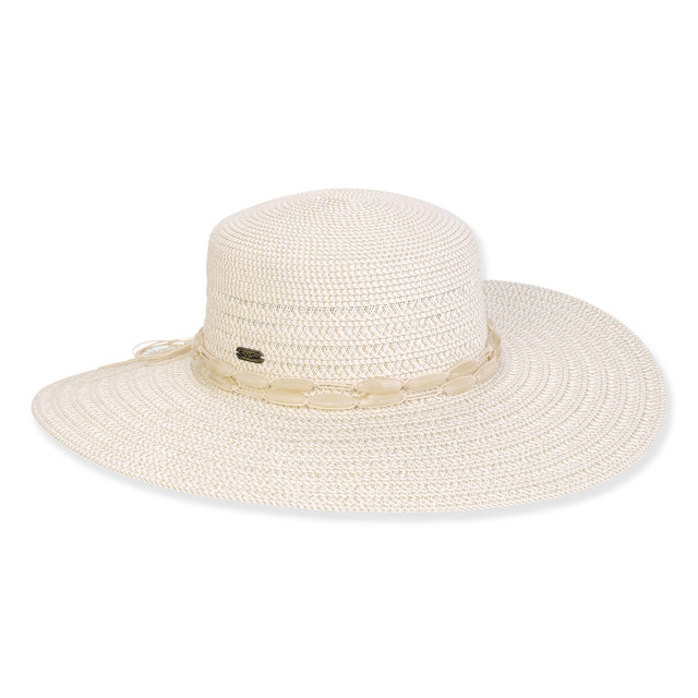 sun n sand Women's Ecru Paperbraid Flat Top Floppy Brim 4.5