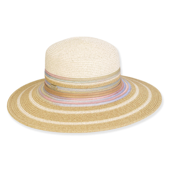 sun n sand Women's Ecru Paperbraid Flat Top Floppy Brim 4