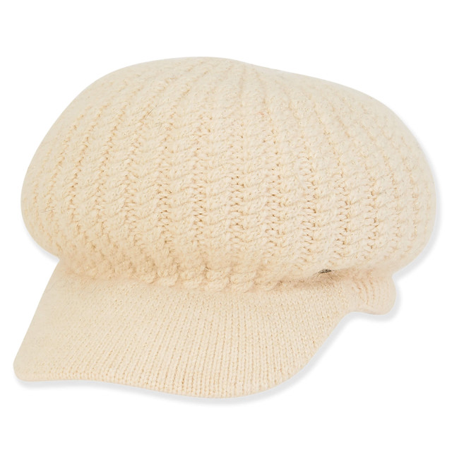 sun n sand Women's Fashion Fabrics Soft Ribbed Knit Metallic Lurex Newsboy | AD1480