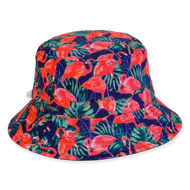 sun n sand Women's Flamingo Poly Cotton Bucket Brim 2.5