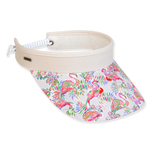 sun n sand Women's Flamingo Polyester Visor Brim 3.5